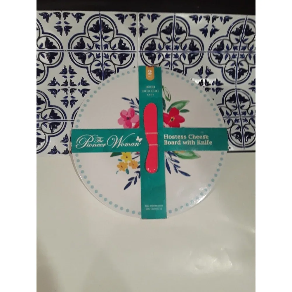 Pioneer Woman Cheese Board w/Knife NEW Melamine Set Floral Design